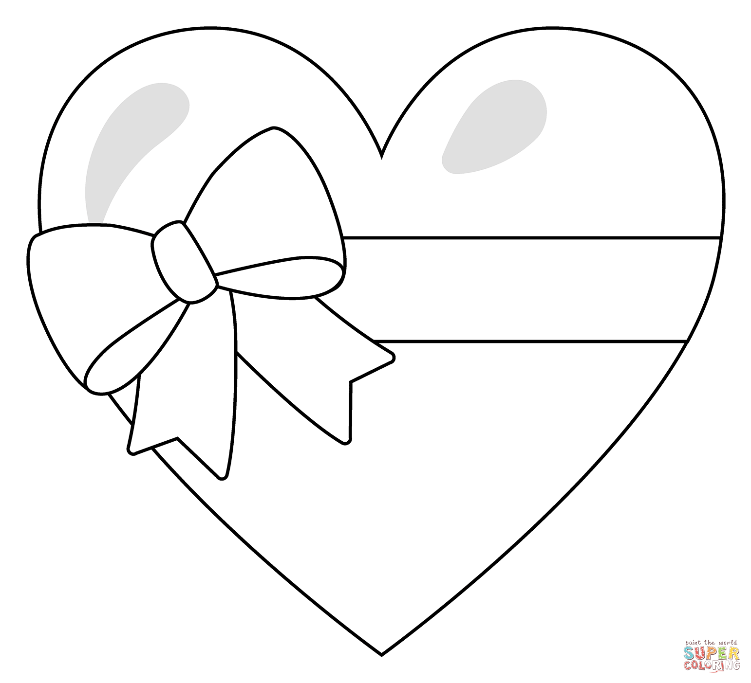 Heart with ribbon emoji coloring page free printable coloring pages