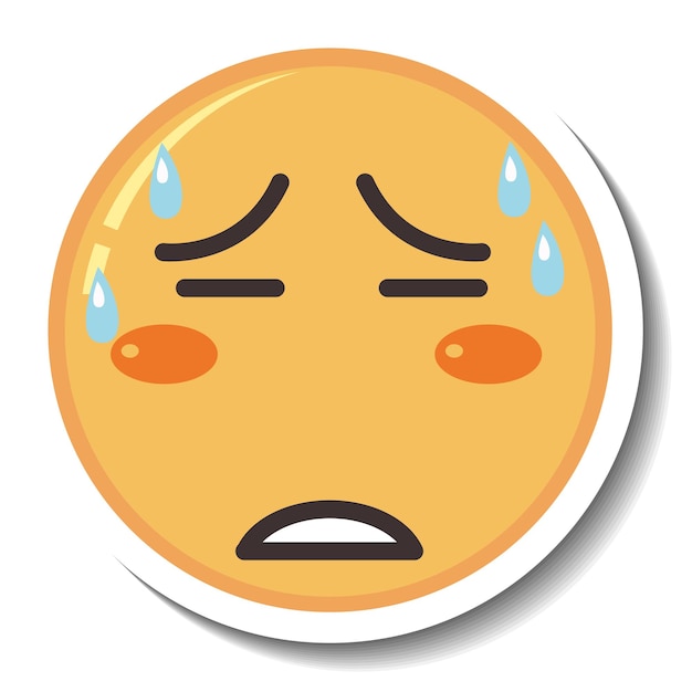 Free vector a sticker template with tired face emoji isolated