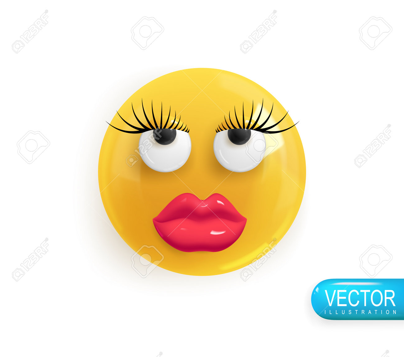 Emoji cara chica cansada de perar icono d realista renderizado de emoji de color amarillo brillante en tilo de dibujos animados de plãstico aislado en ilustraciãn de vector de fondo blanco ilustracion
