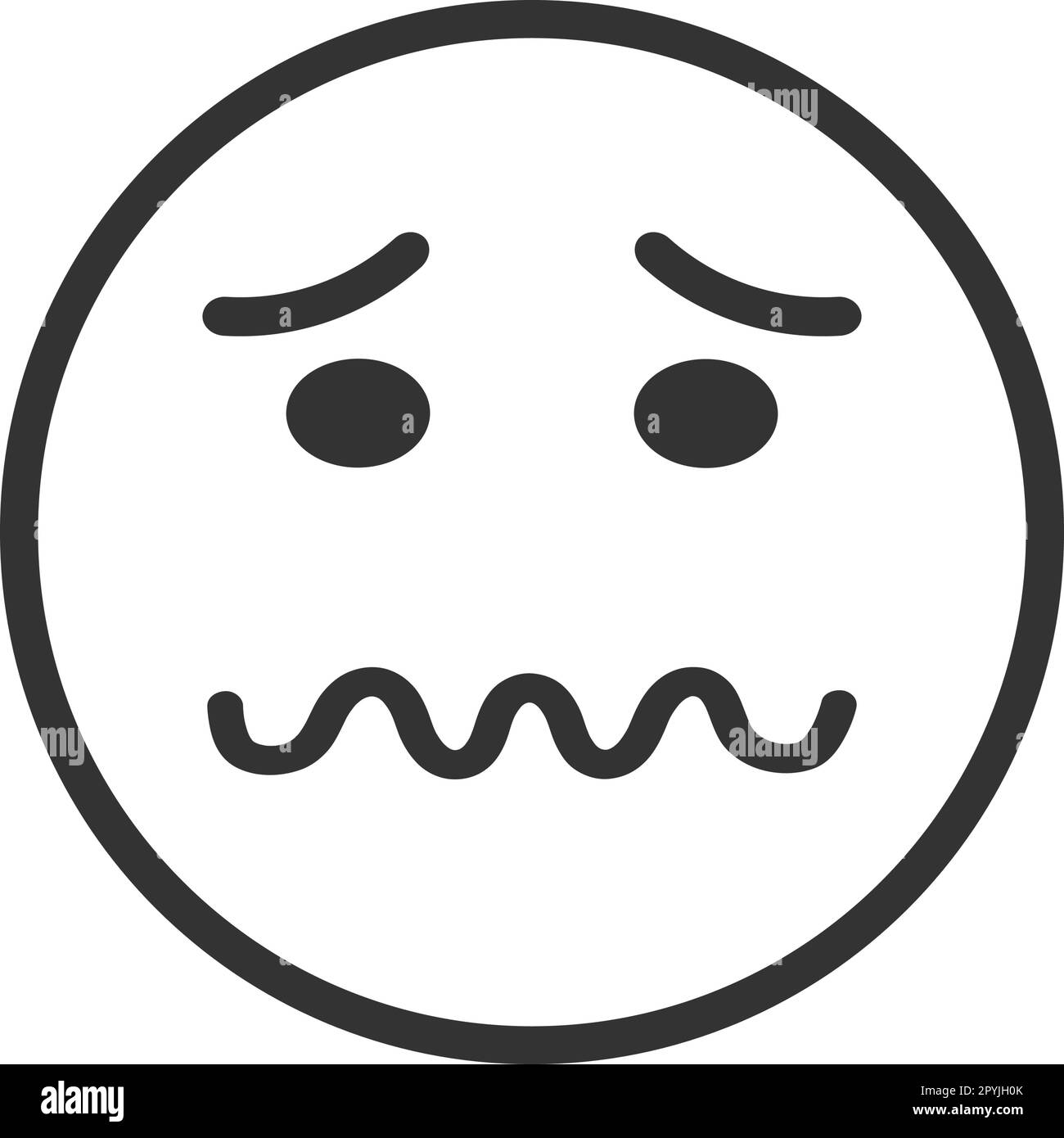 Emoji cansado imãgen de stock en blanco y negro