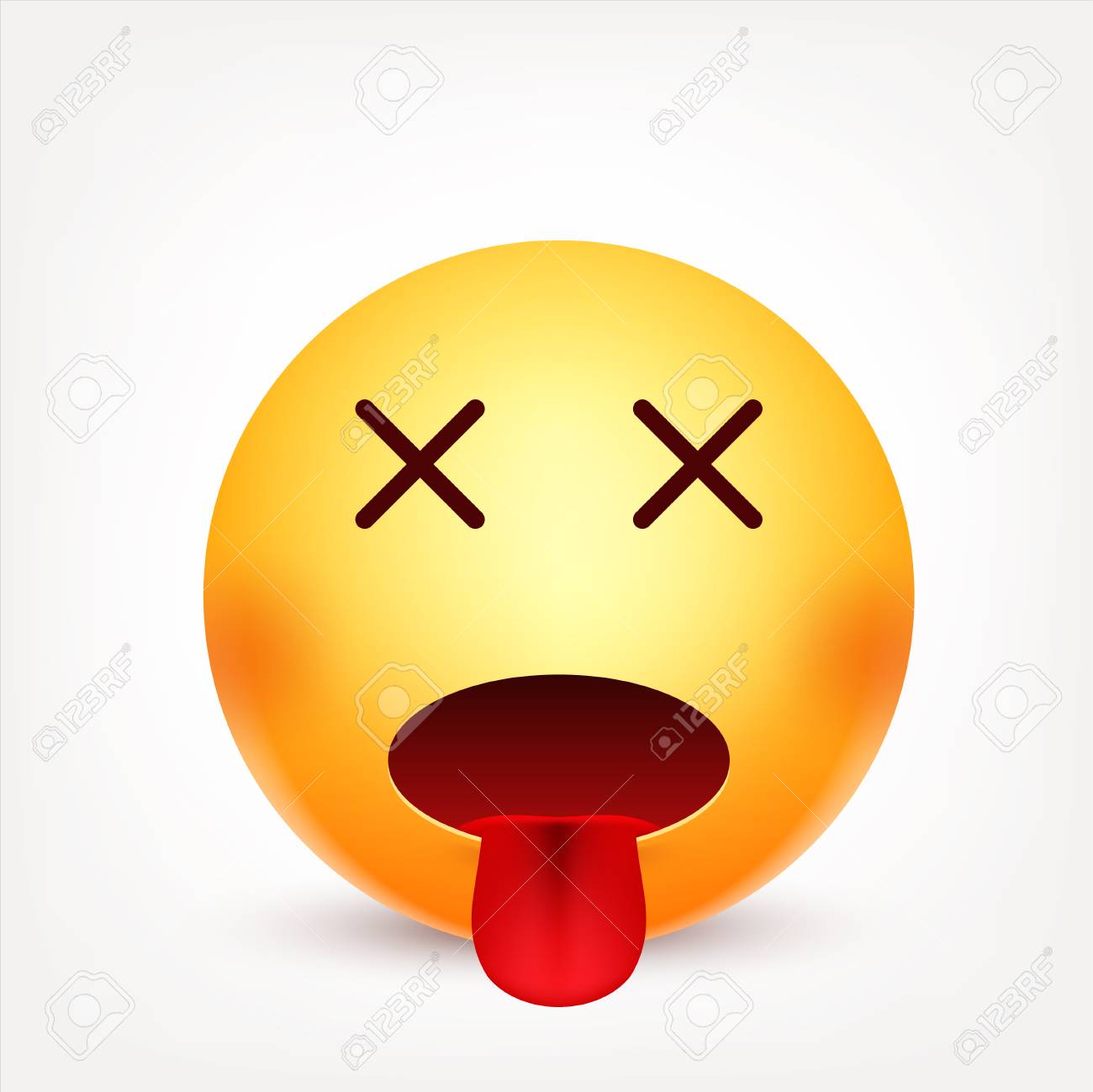 Smiley tired emoticon yellow face with emotions facial expression d realistic emoji funny cartoon charactermood web icon vector illustration royalty free svg cliparts vectors and stock illustration image