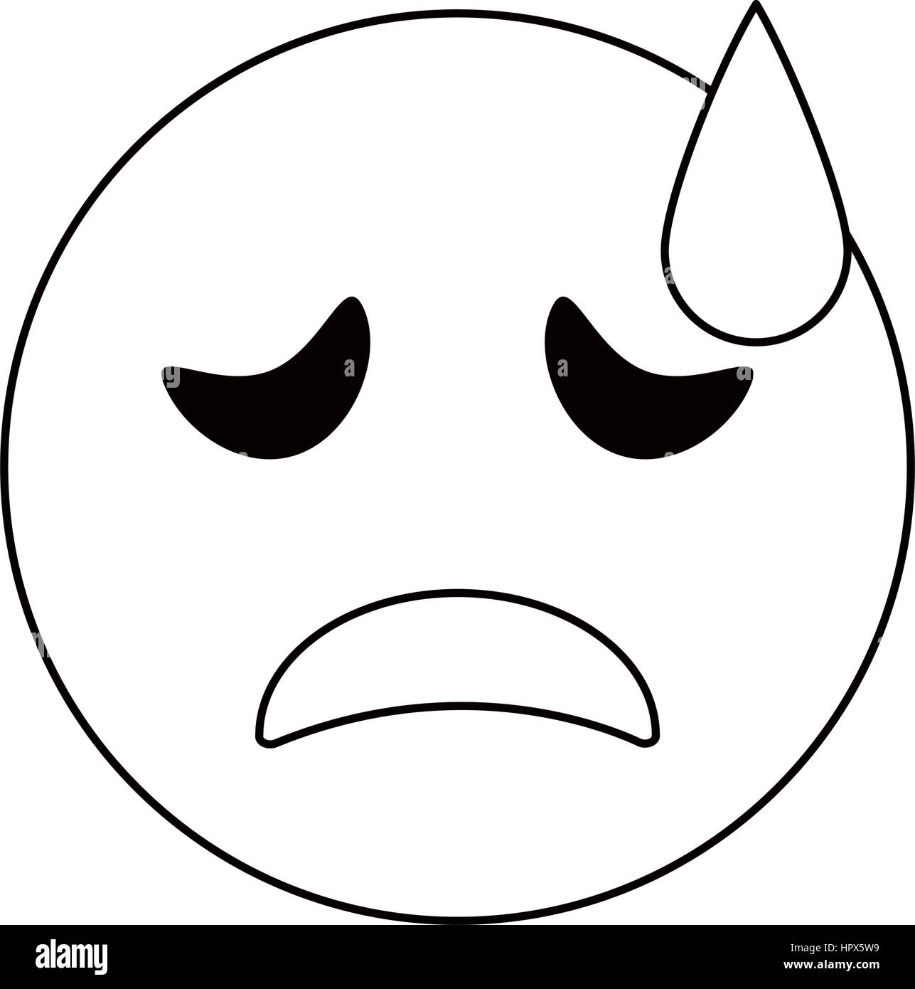 Crying face emoticon funny thin line stock vector image art