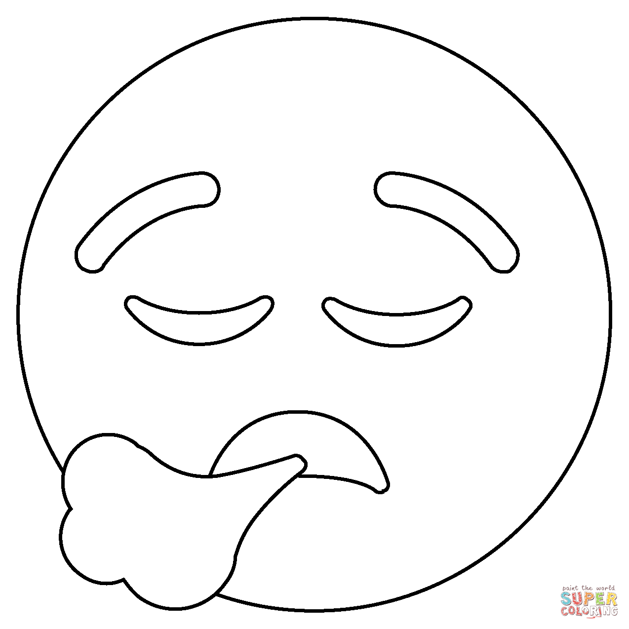 Face exhaling emoji coloring page free printable coloring pages