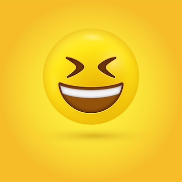 Cara de emoji sonriente con la boca abierta y entrecerrar los ojos cerrados en moderno