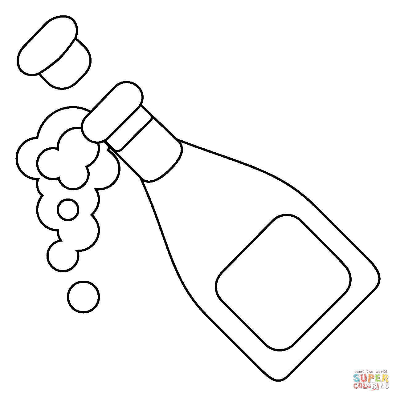 Bottle with popping cork emoji coloring page free printable coloring pages