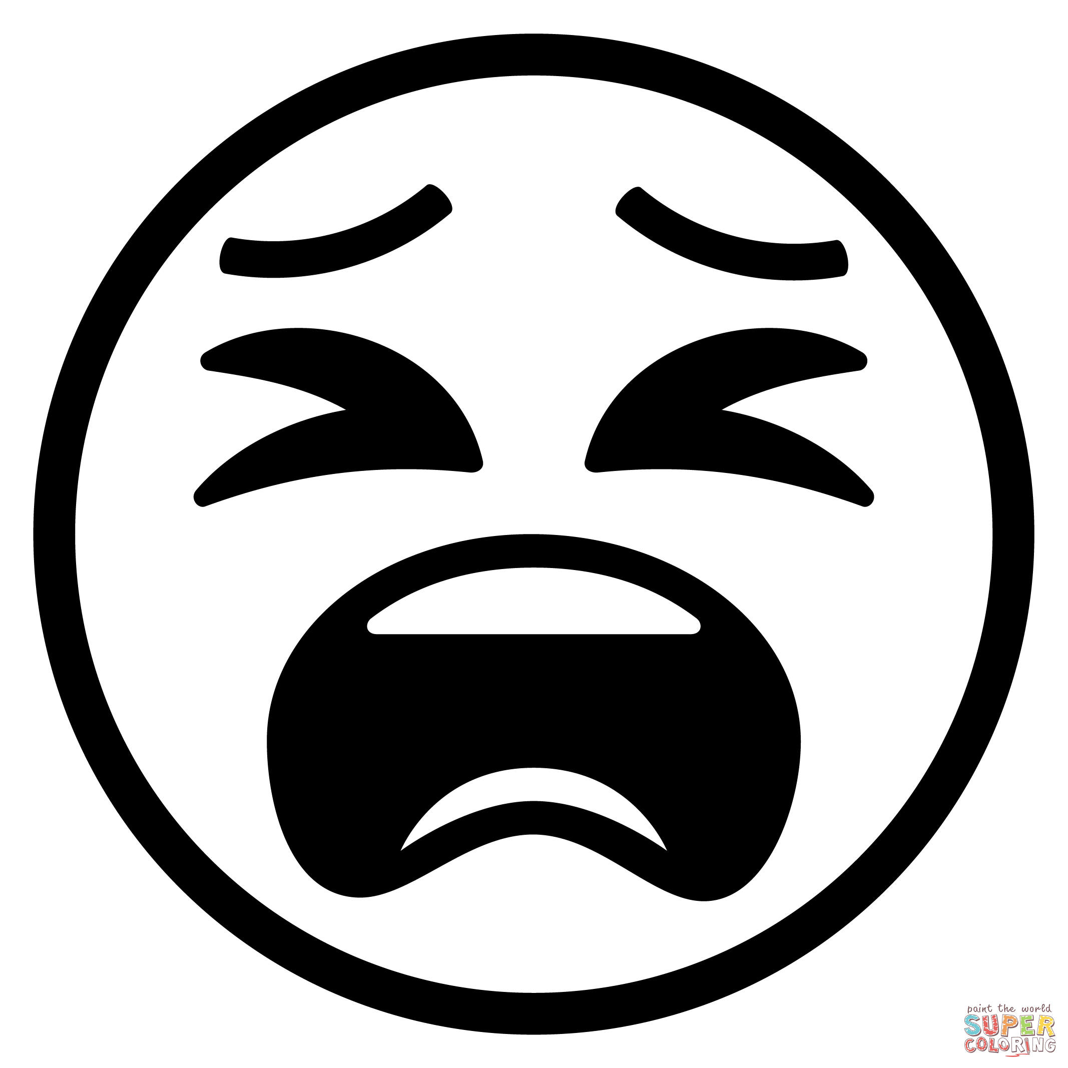 Tired face emoji coloring page free printable coloring pages