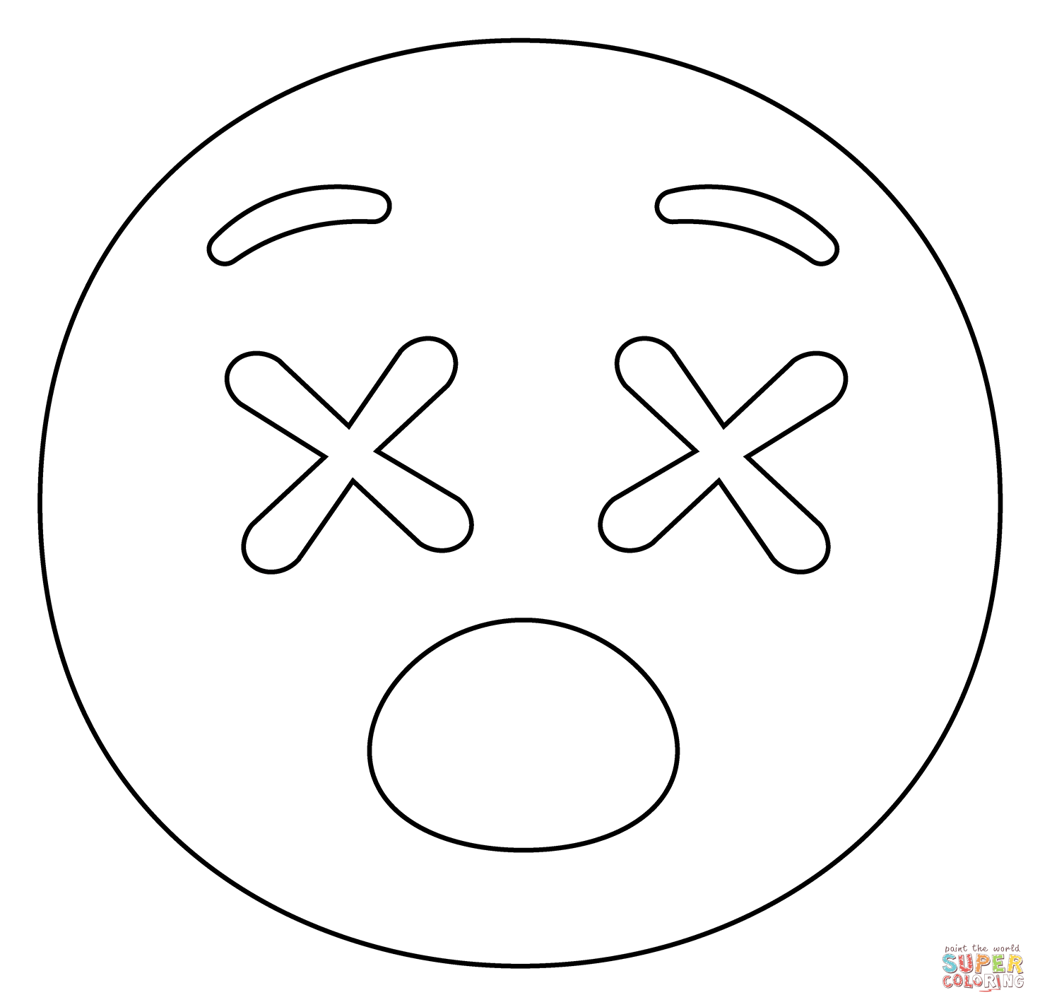 Face with crossed out eyes emoji coloring page free printable coloring pages