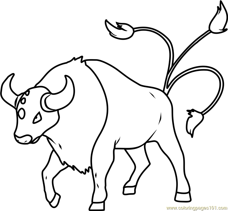 Tauros pokemon coloring page for kids