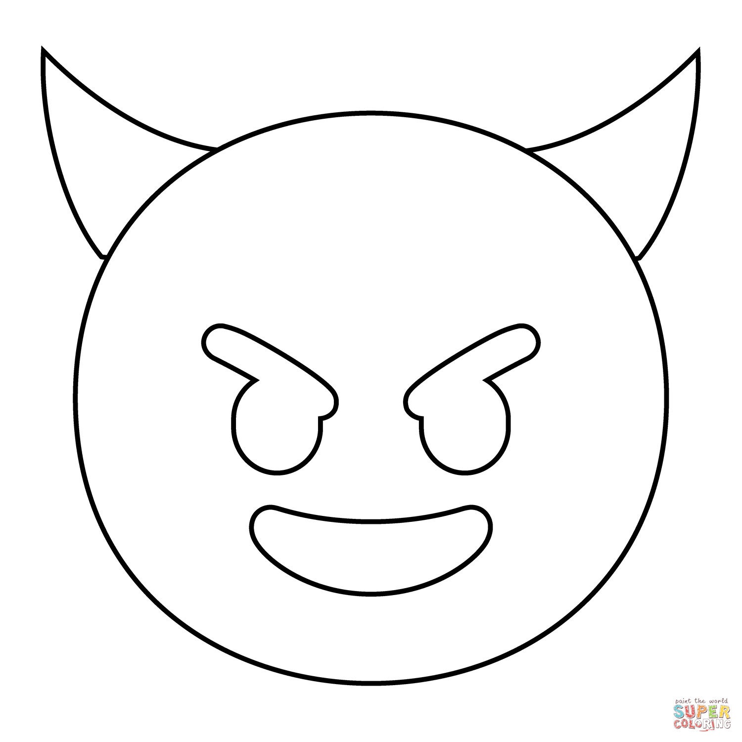 Smiling face with horns emoji coloring page free printable coloring pages