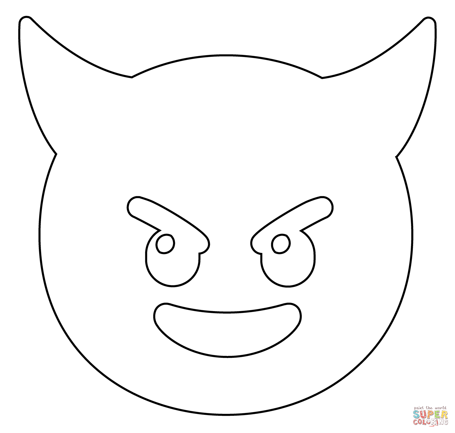 Smiling face with horns emoji coloring page free printable coloring pages