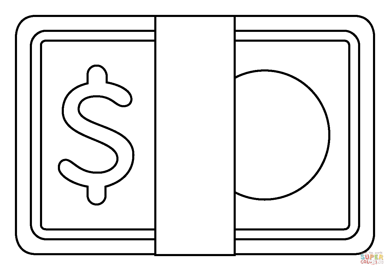 Dollar banknote emoji coloring page free printable coloring pages