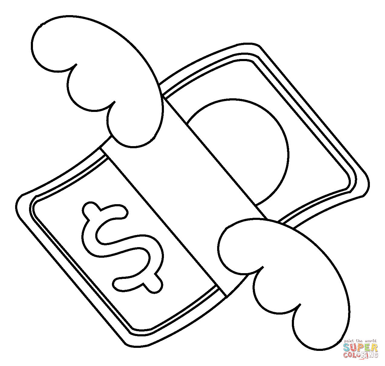 Money with wings emoji coloring page free printable coloring pages