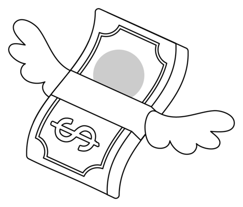 Money with wings emoji coloring page free printable coloring pages