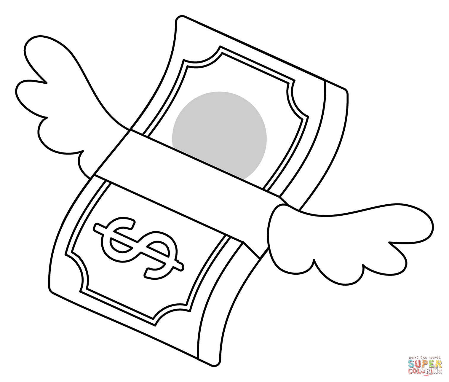 Money with wings emoji coloring page free printable coloring pages