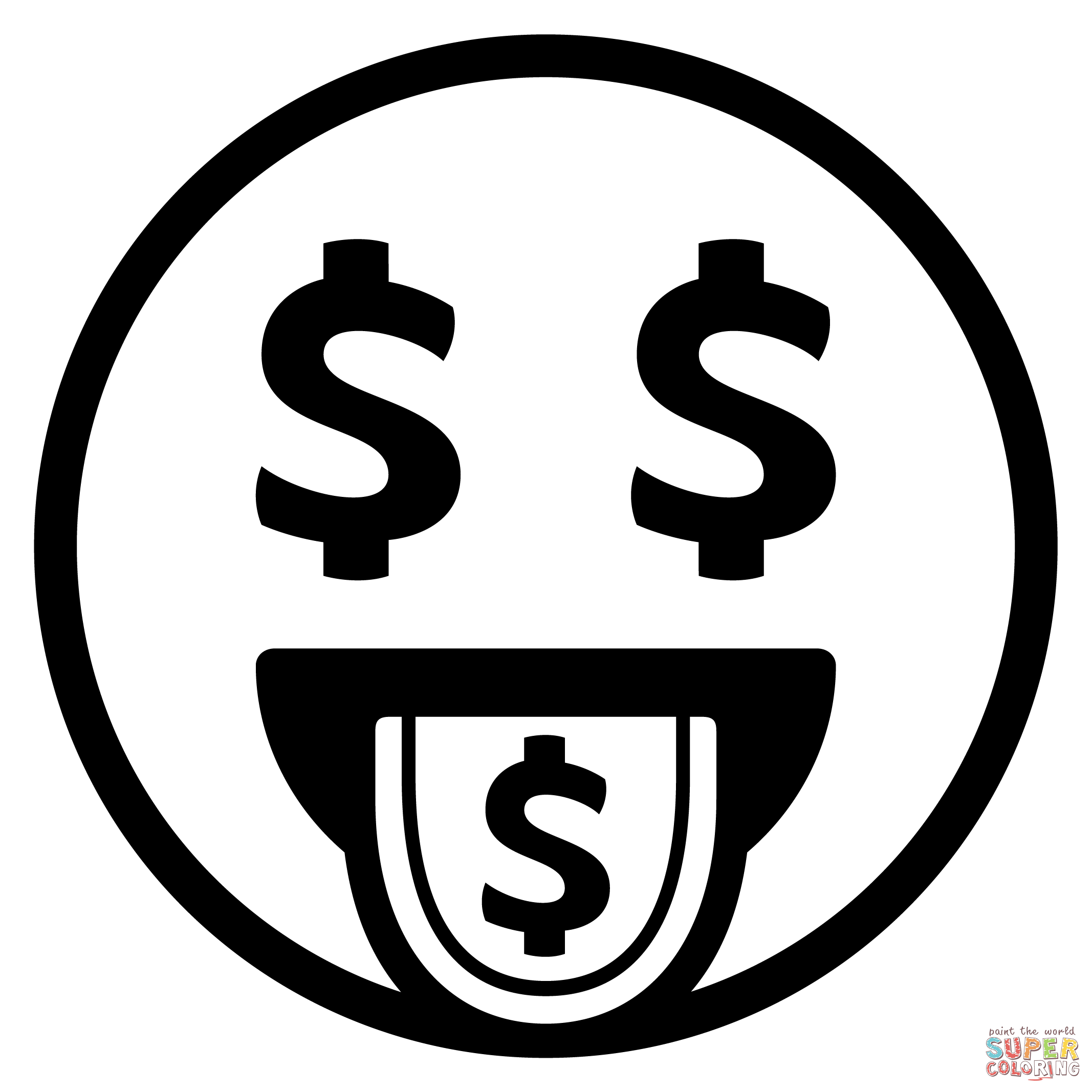 Money mouth face emoji coloring page free printable coloring pages