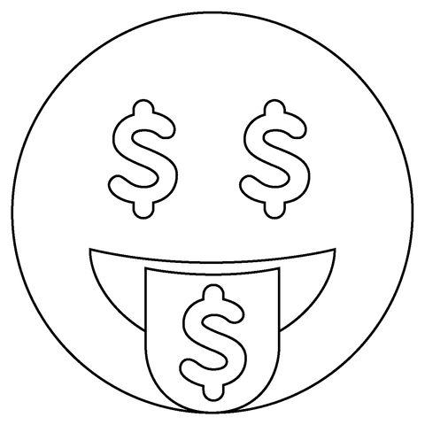 Money mouth face emoji coloring page free printable coloring pages