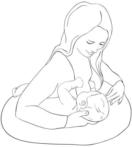 Breast feeding mother coloring page free printable coloring pages