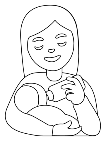 Woman feeding baby emoji coloring page free printable coloring pages