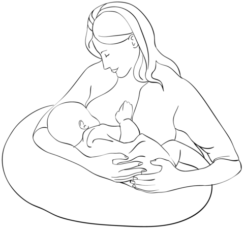 Breast feeding mother coloring page free printable coloring pages