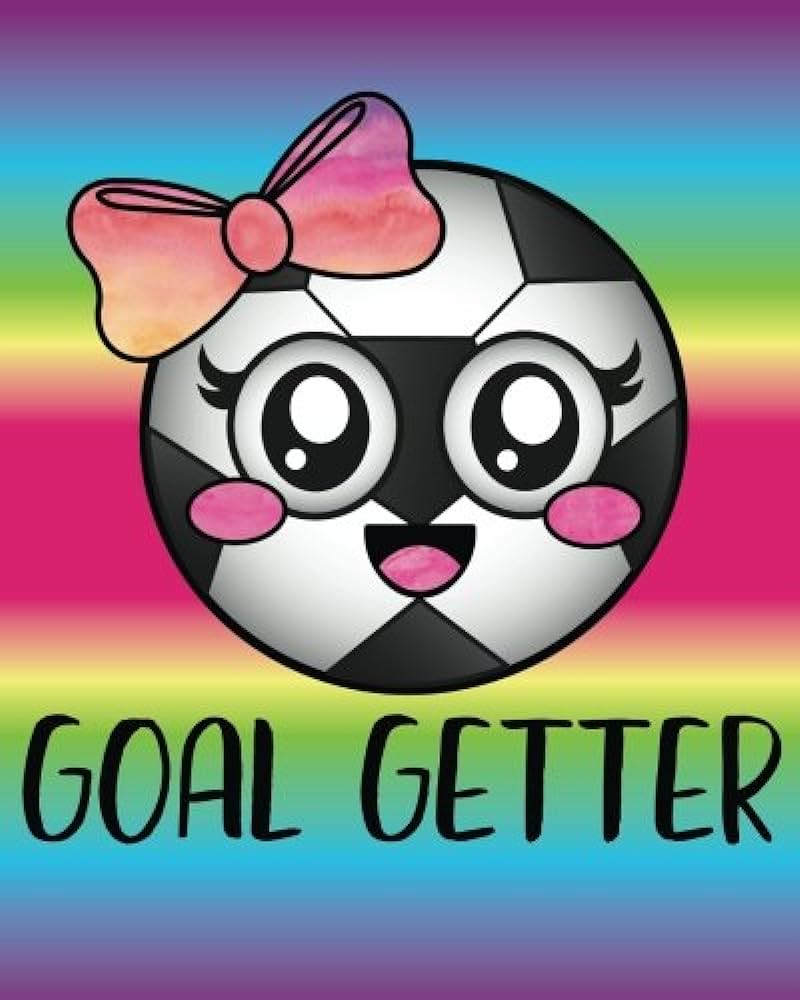 Goal getter cute soccer girl quote emoji ball diary journal with lined pages x inch blank notebook with rainbow design softcover for girls boys kids adults my cute emoji rainbow