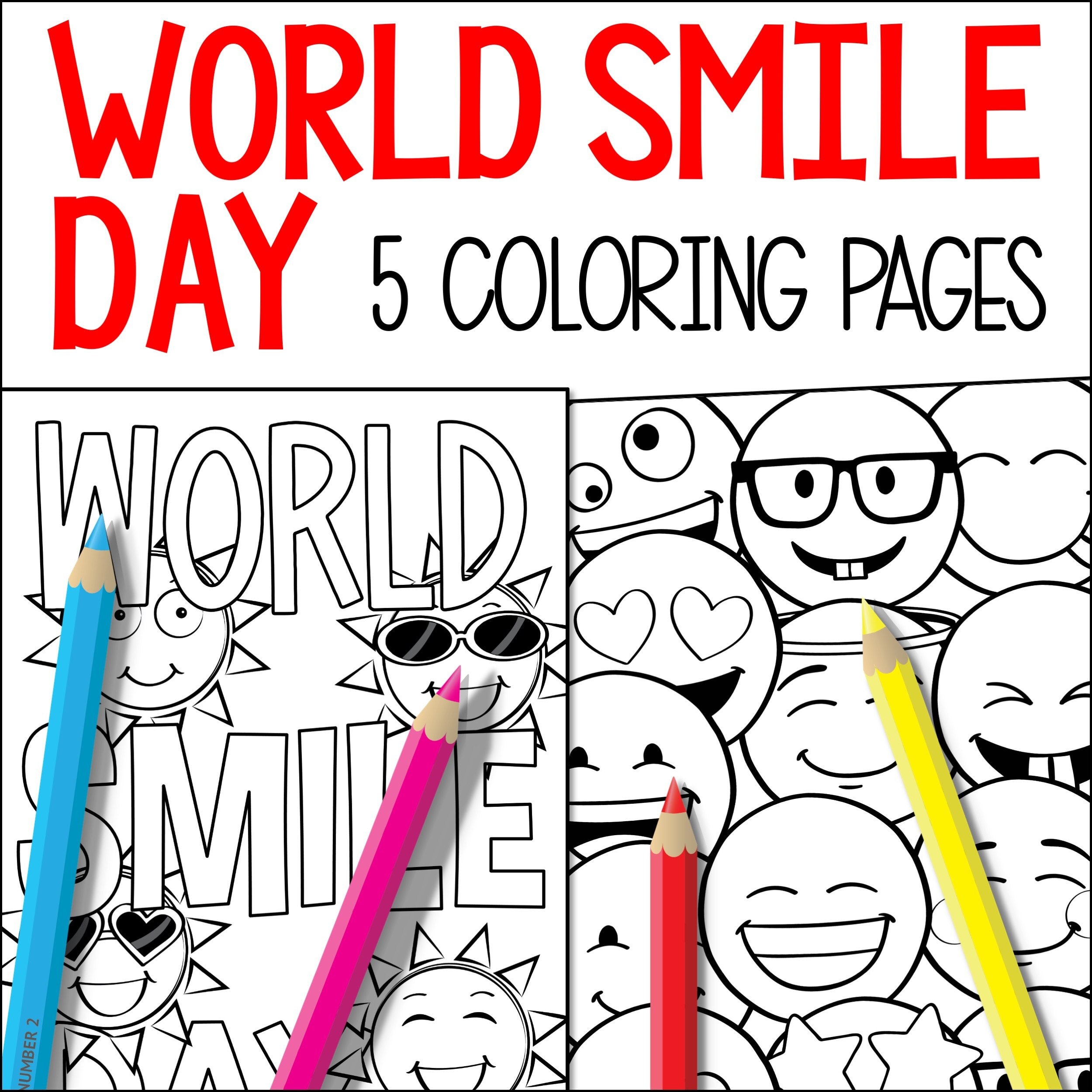 World smile day coloring pages printable pdf coloring sheets smiling face emojis fun art pictures for kids