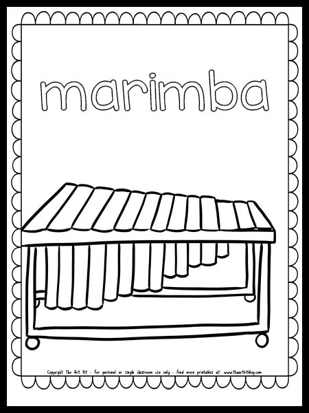 Marimba coloring page free printable download â the art kit