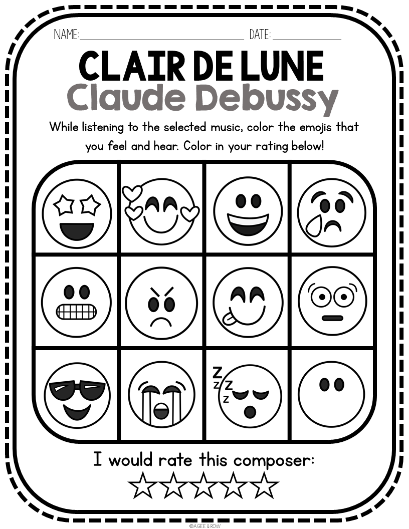 Claude debussy classical music sel listening activities packet for august made by teachers