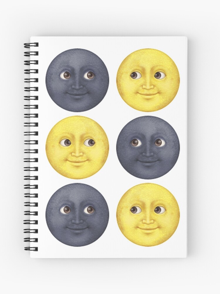 Staring newfull moon face emojis spiral notebook for sale by katies