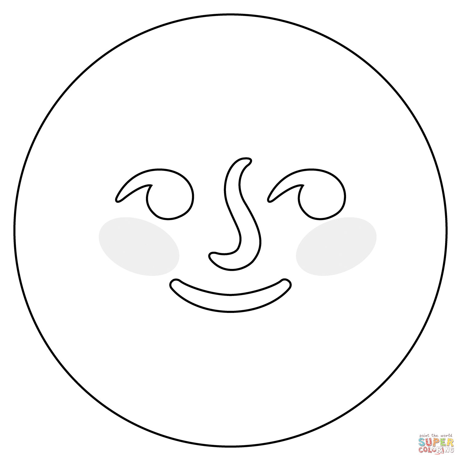 New moon face emoji coloring page free printable coloring pages