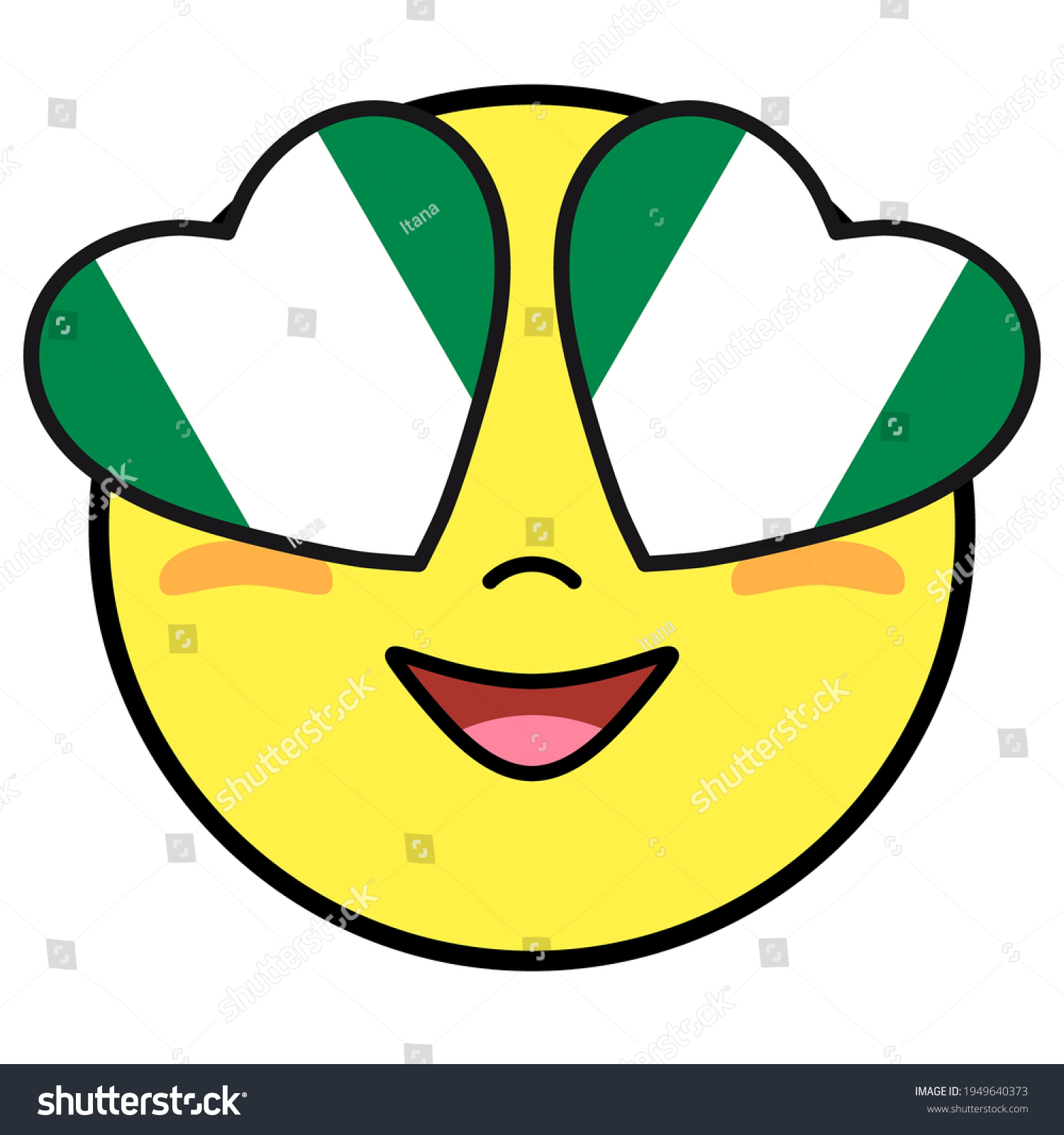 Nigeria flag button patriotic smile hearts stock vector royalty free