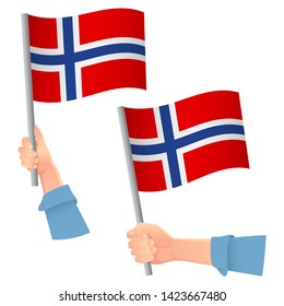 Emoji holding norwegian flag emoticon waving stock illustration