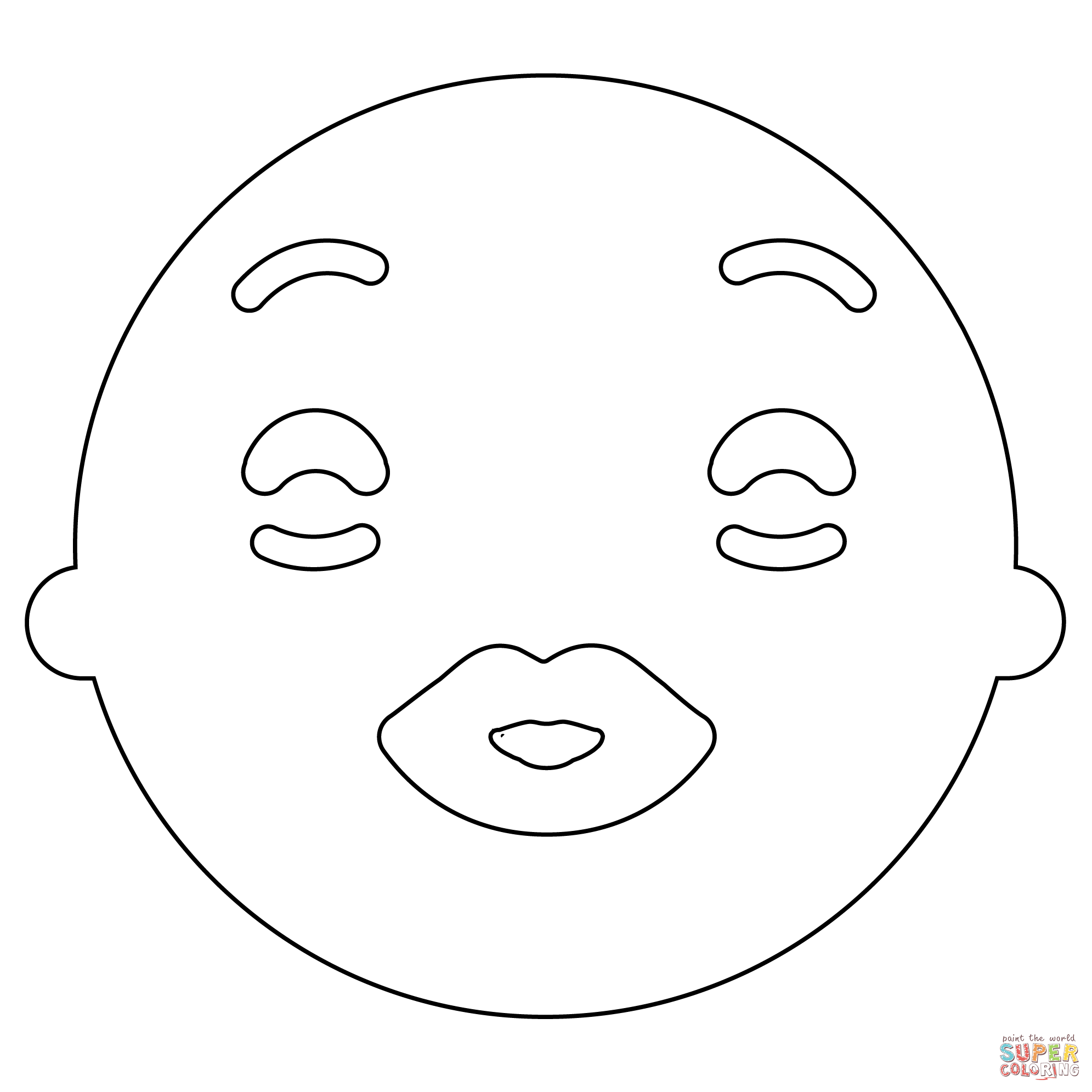Dibujo de beso con emoji de cara de ojos abiertos para colorear dibujos para colorear imprimir gratis