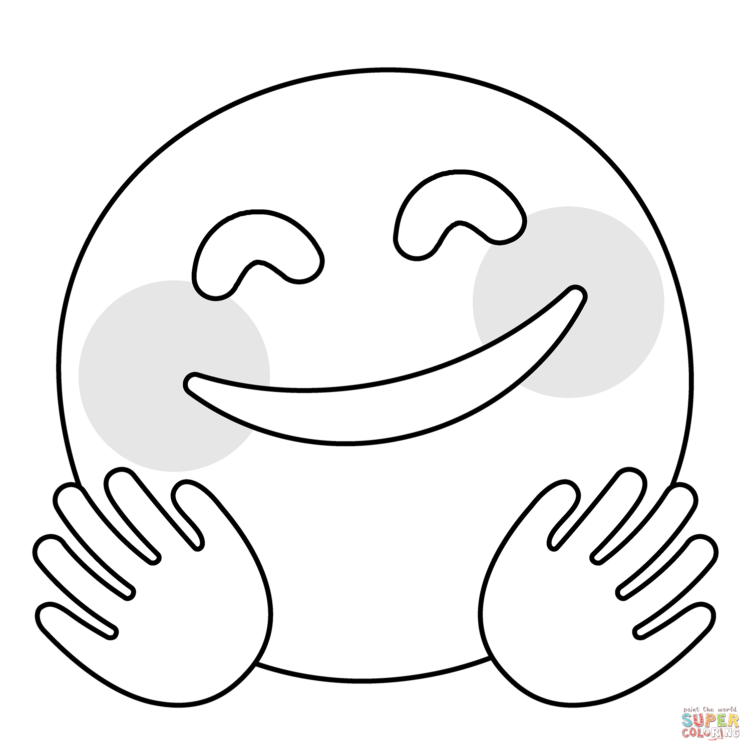 Smiling face with open hands emoji coloring page free printable coloring pages