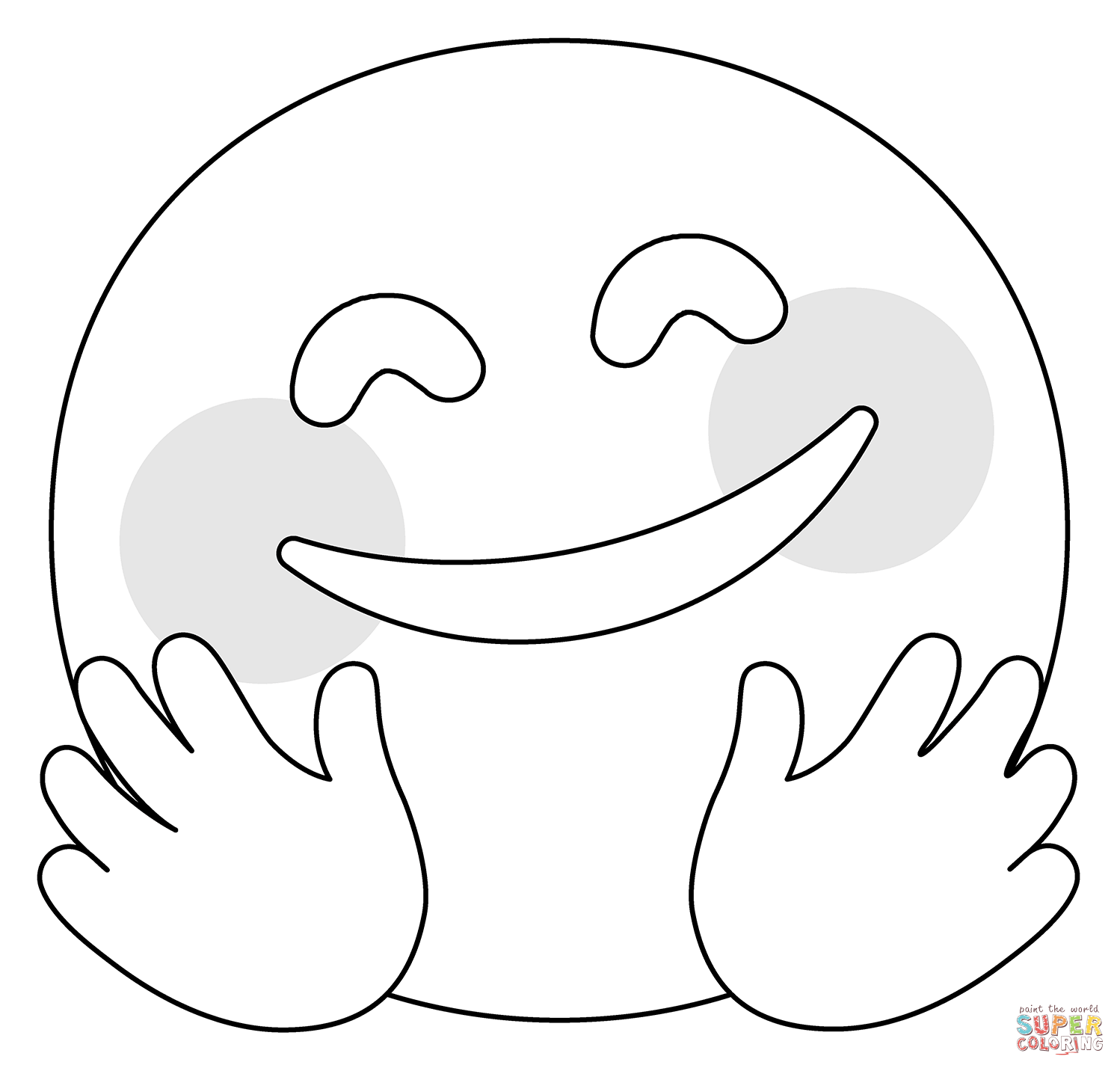 Smiling face with open hands emoji coloring page free printable coloring pages