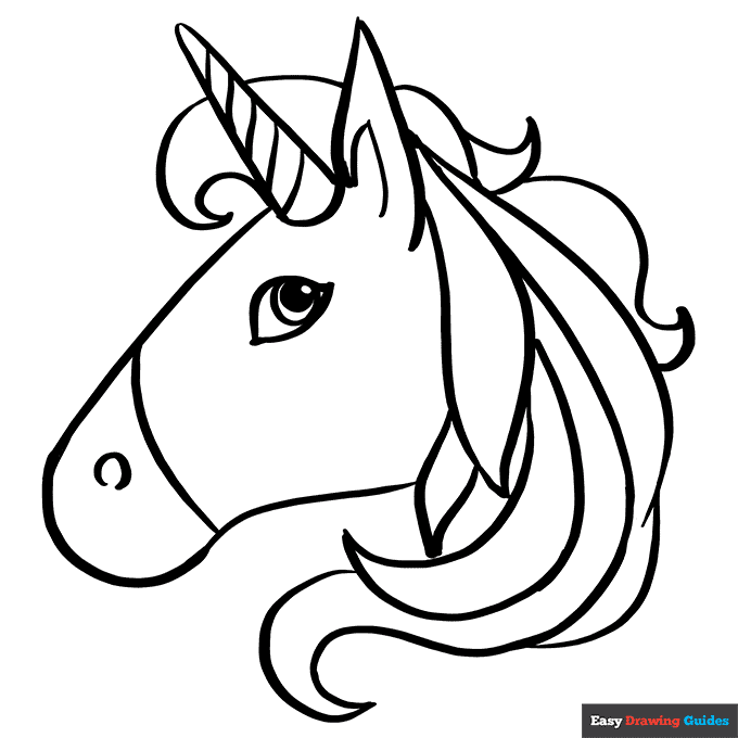 Unicorn emoji coloring page easy drawing guides
