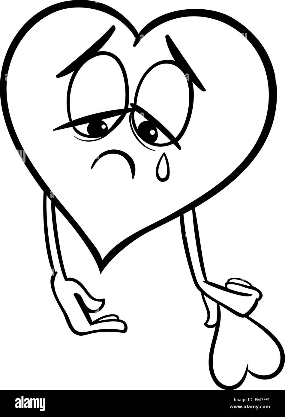 Sad broken heart coloring page black and white stock photos images