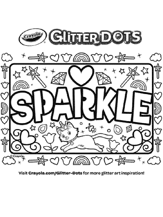 Glitter dots sparkle cats coloring page