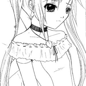 Long hair anime girl coloring pages printable for free download