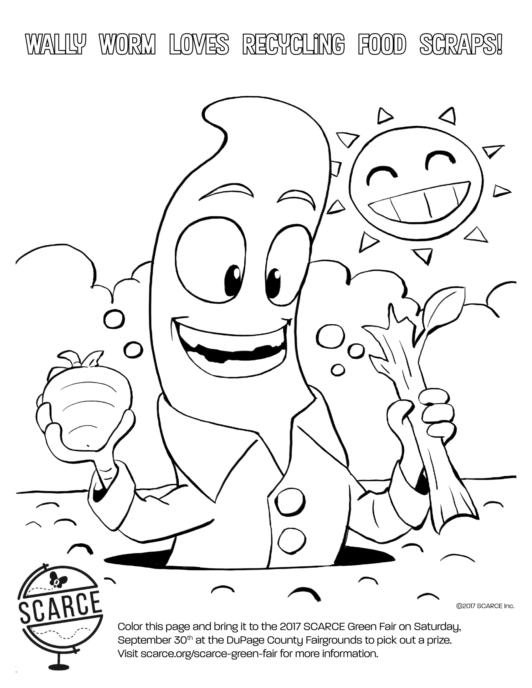 Wally worm coloring page