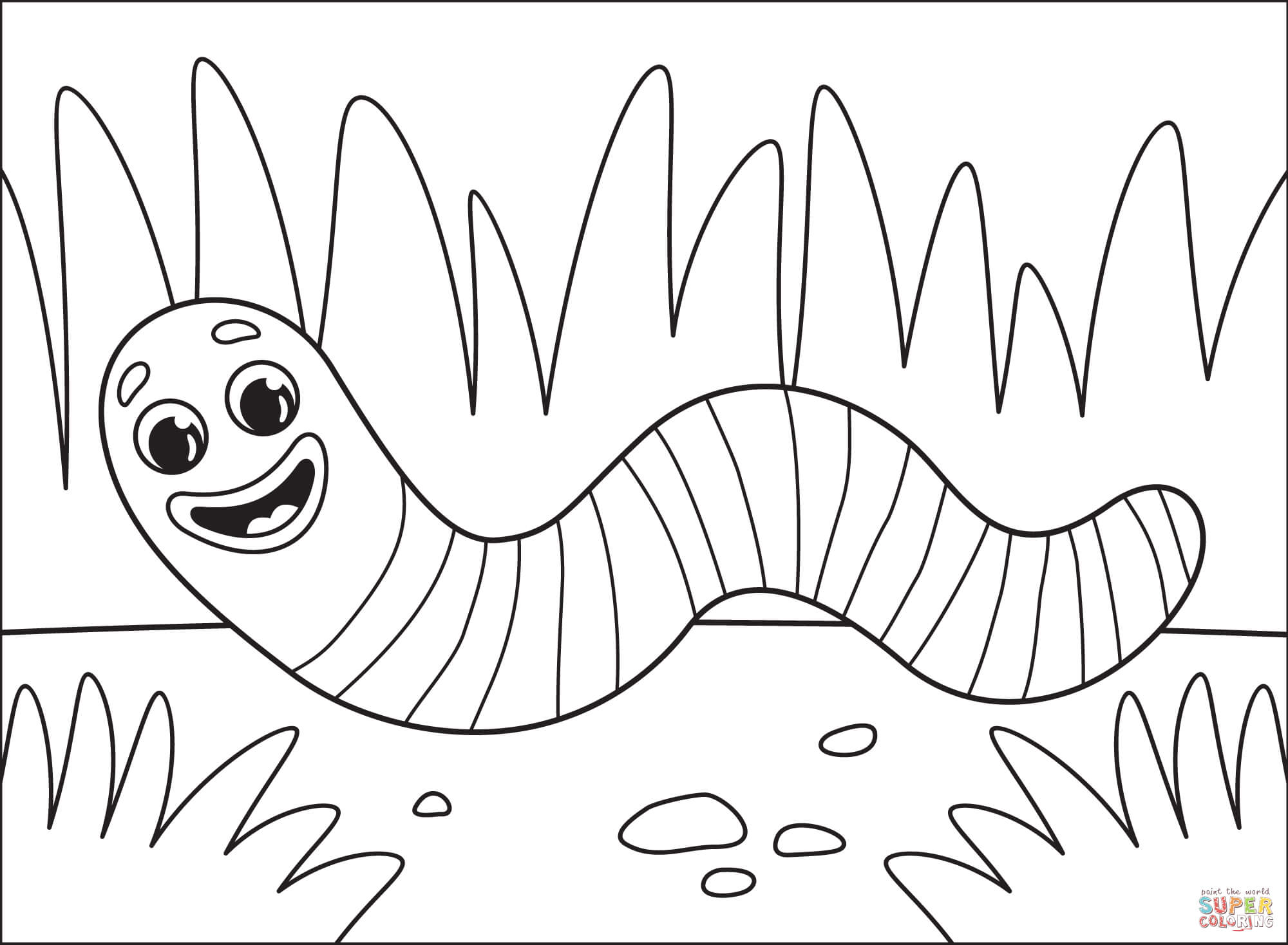 Worm coloring page free printable coloring pages