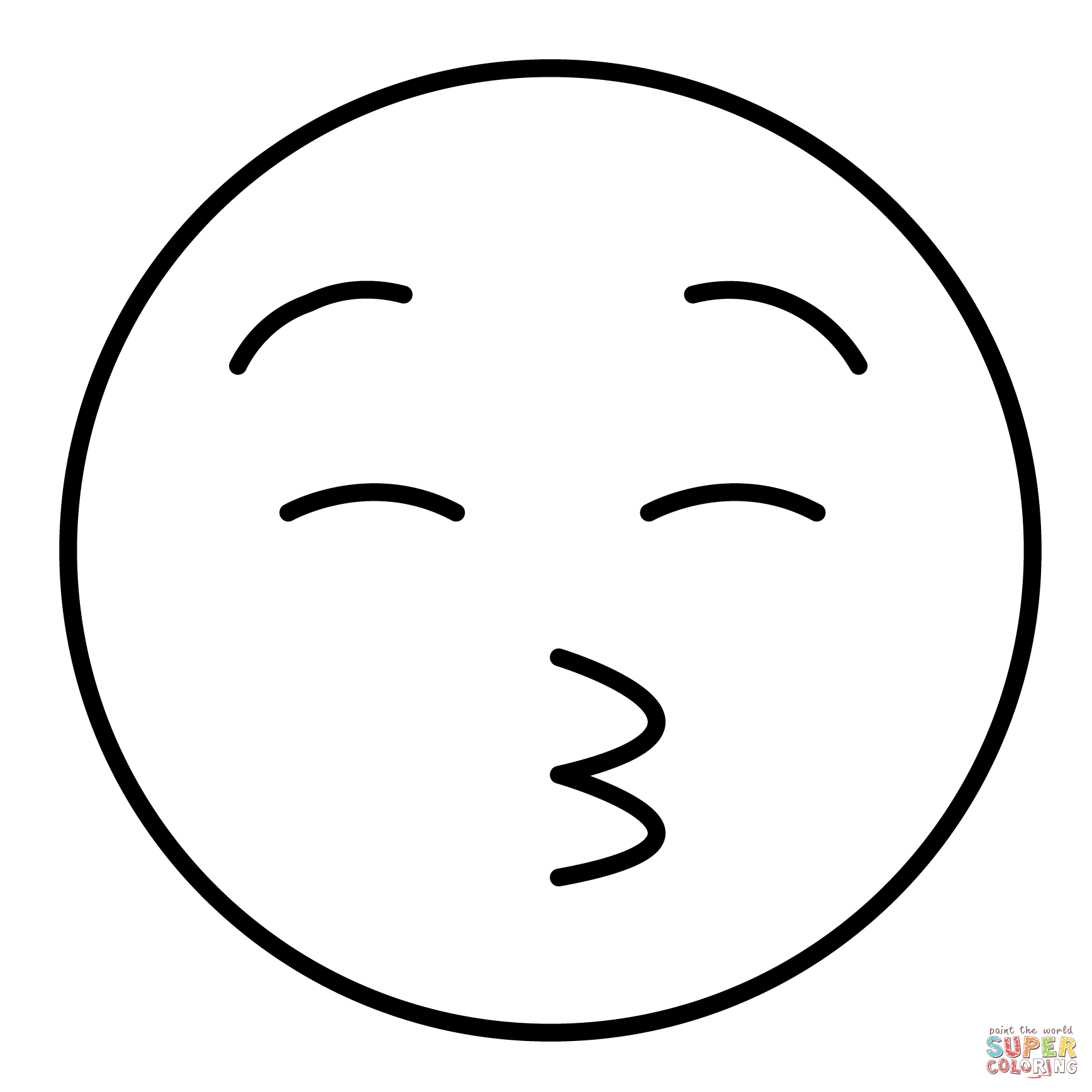 Kissing face with closed eyes emoji coloring page free printable coloring pages