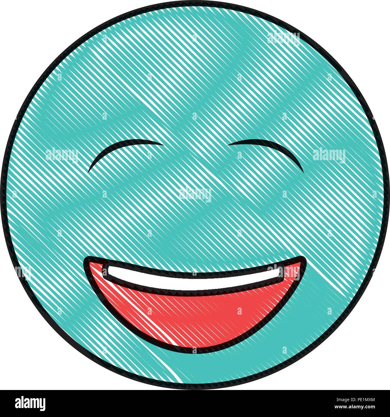 Smiley emoticon grand ojos cerrados feliz imagen color de dibujo imagen vector de stock