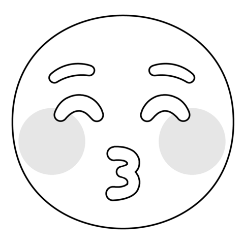 Kissing face with closed eyes emoji coloring page free printable coloring pages