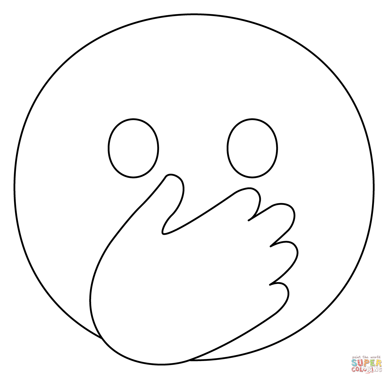 Face with open eyes and hand over mouth emoji coloring page free printable coloring pages
