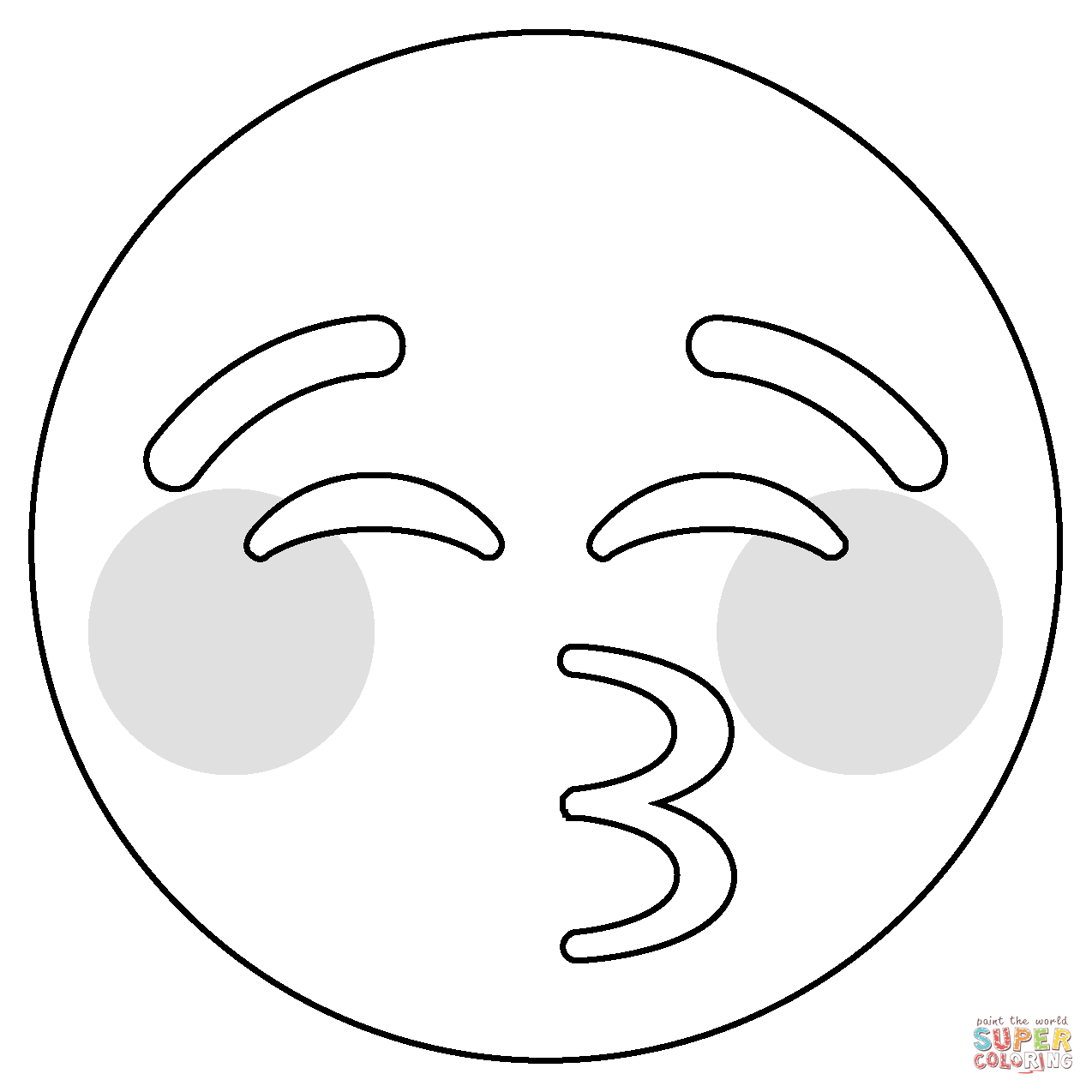 Kissing face with closed eyes emoji coloring page free printable coloring pages