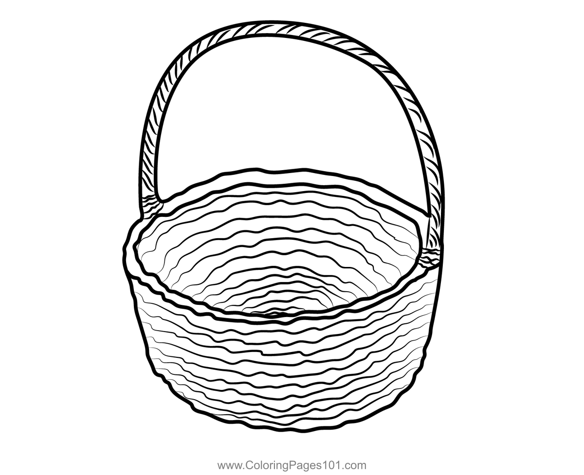 Empty basket coloring page for kids