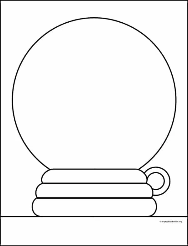 Easy how to draw a snow globe tutorial video and coloring page