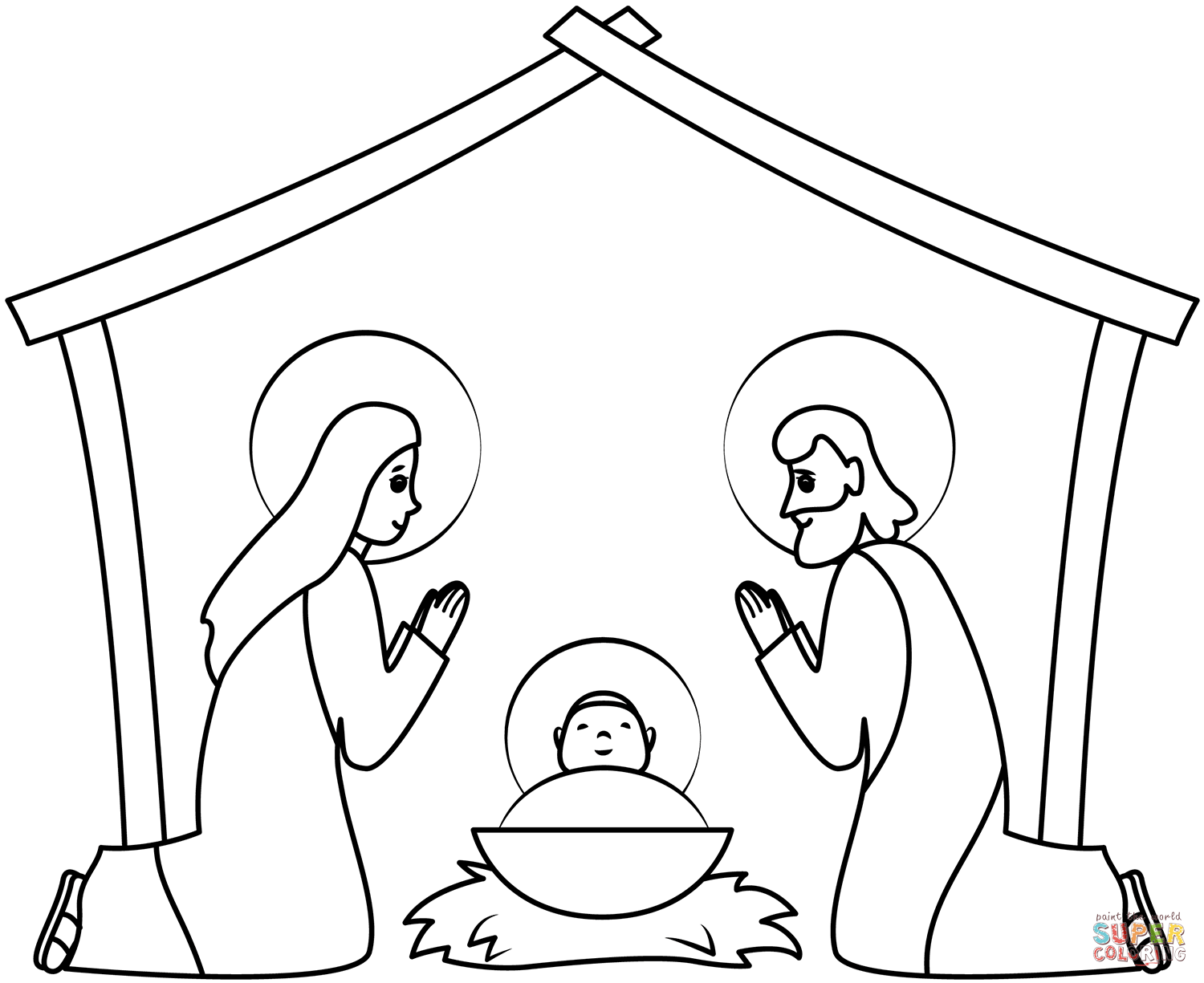 Nativity stable coloring page free printable coloring pages