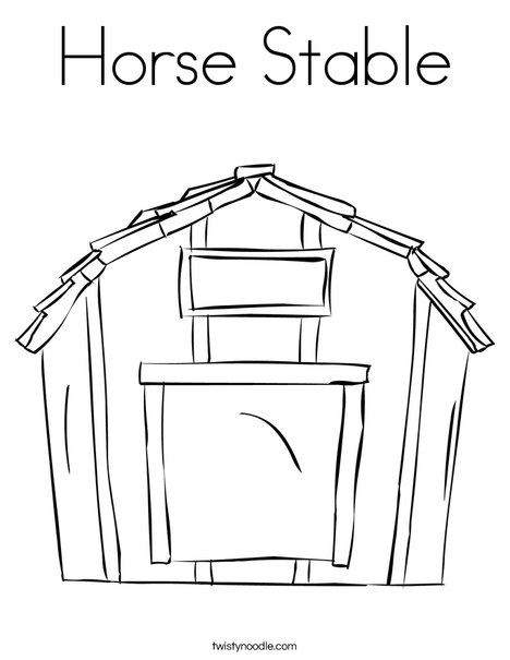 Horse stable coloring page