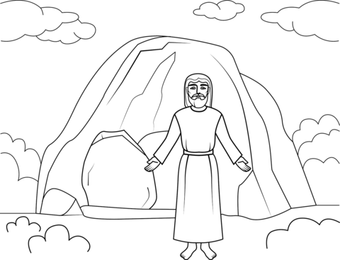 Empty tomb and jesus christ coloring page free printable coloring pages